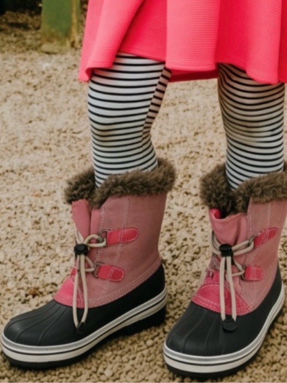 Girls Pink Fur Rain Boots - Waterproof Duck Style 5